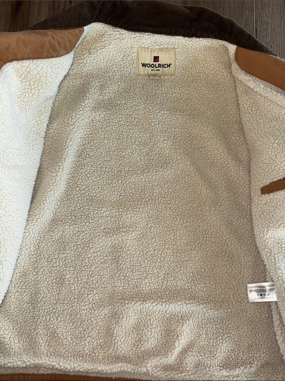 Woolrich Canvas Sherpa-Lined Field Jacket with Brown Corduroy Collar- like NEW - Picture 5 of 6